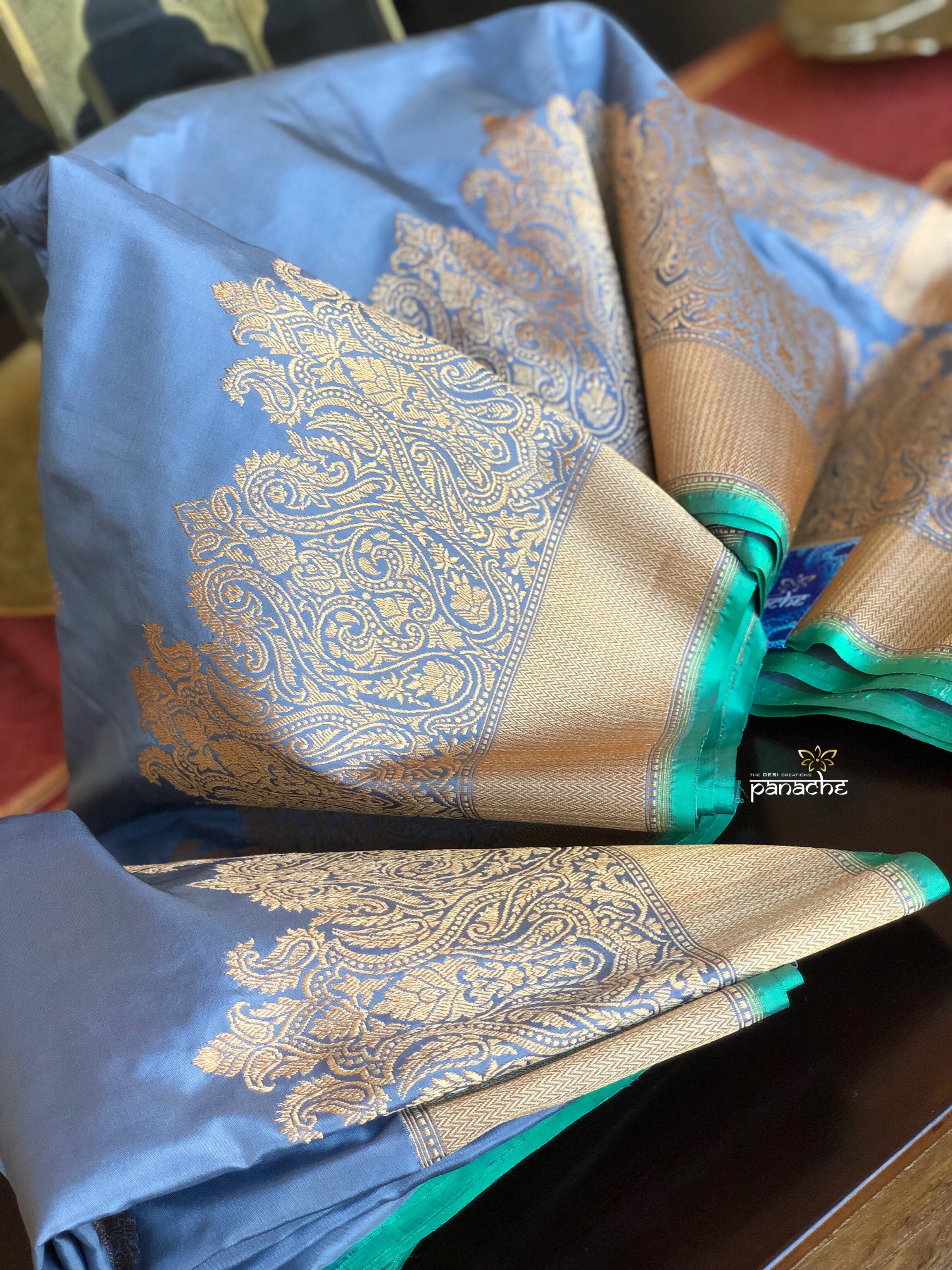 Katan Silk Banarasi - Grey Zari Woven