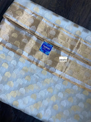 Pure Chanderi Organza Silk - Off White Eknaliya Lotus Woven