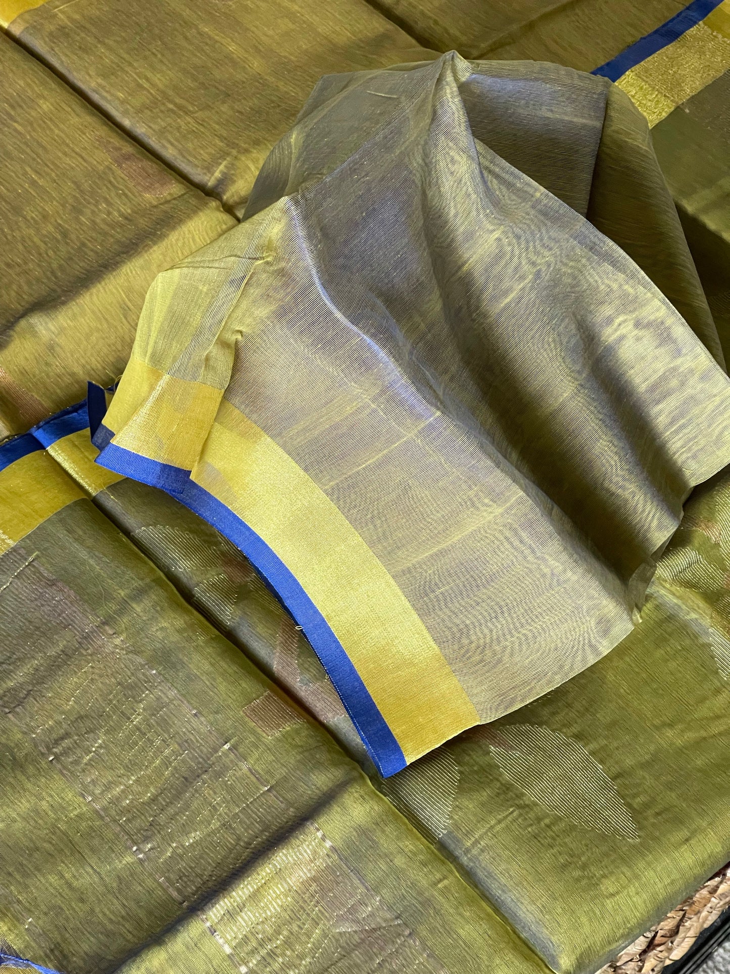 Cotton Silk Jamdaani - Green Yellow
