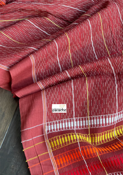 Pure Cotton Khes Kantha Stitch -  Rust Maroon Multi Color