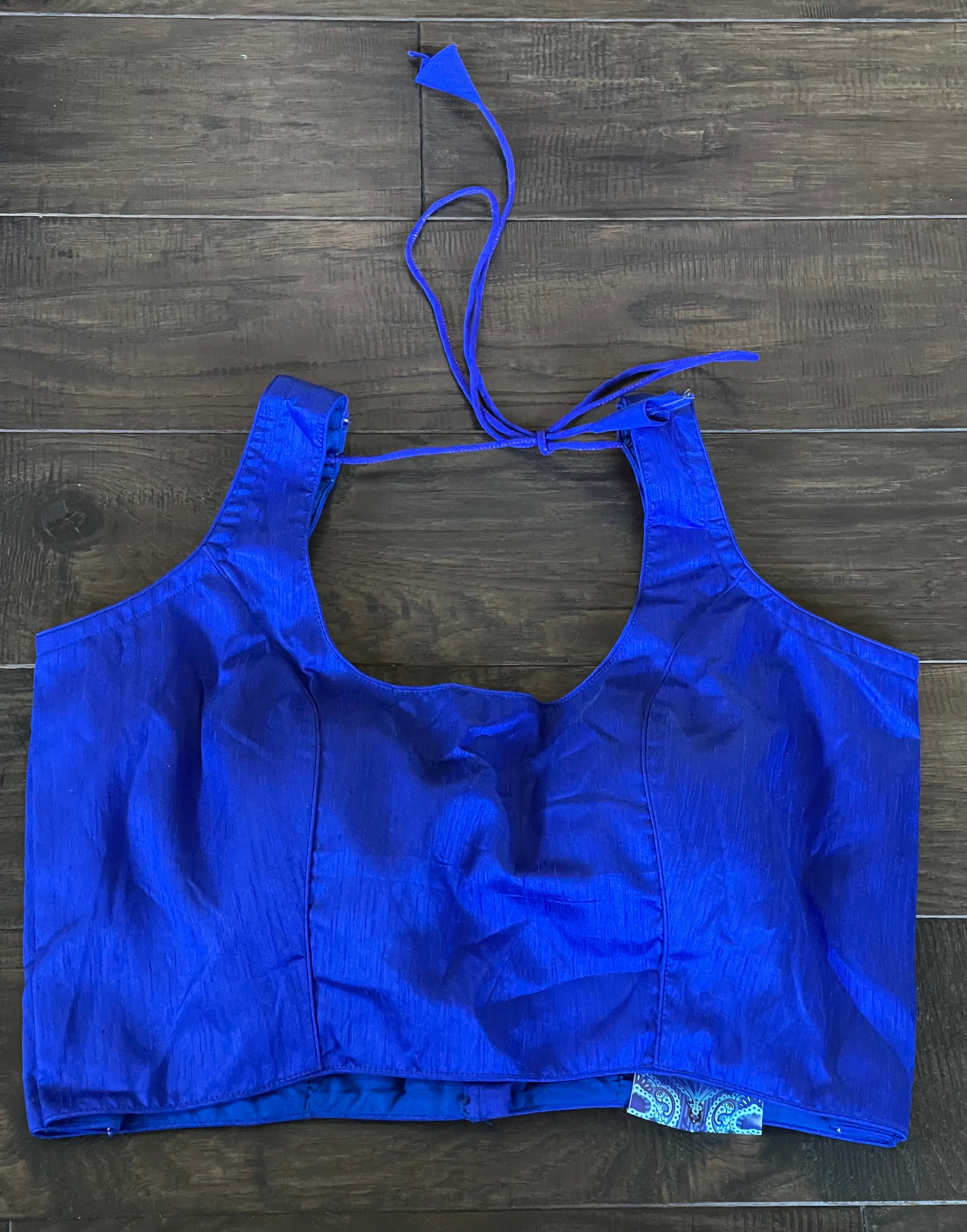 Designer Blouse - Royal Blue Raw Silk