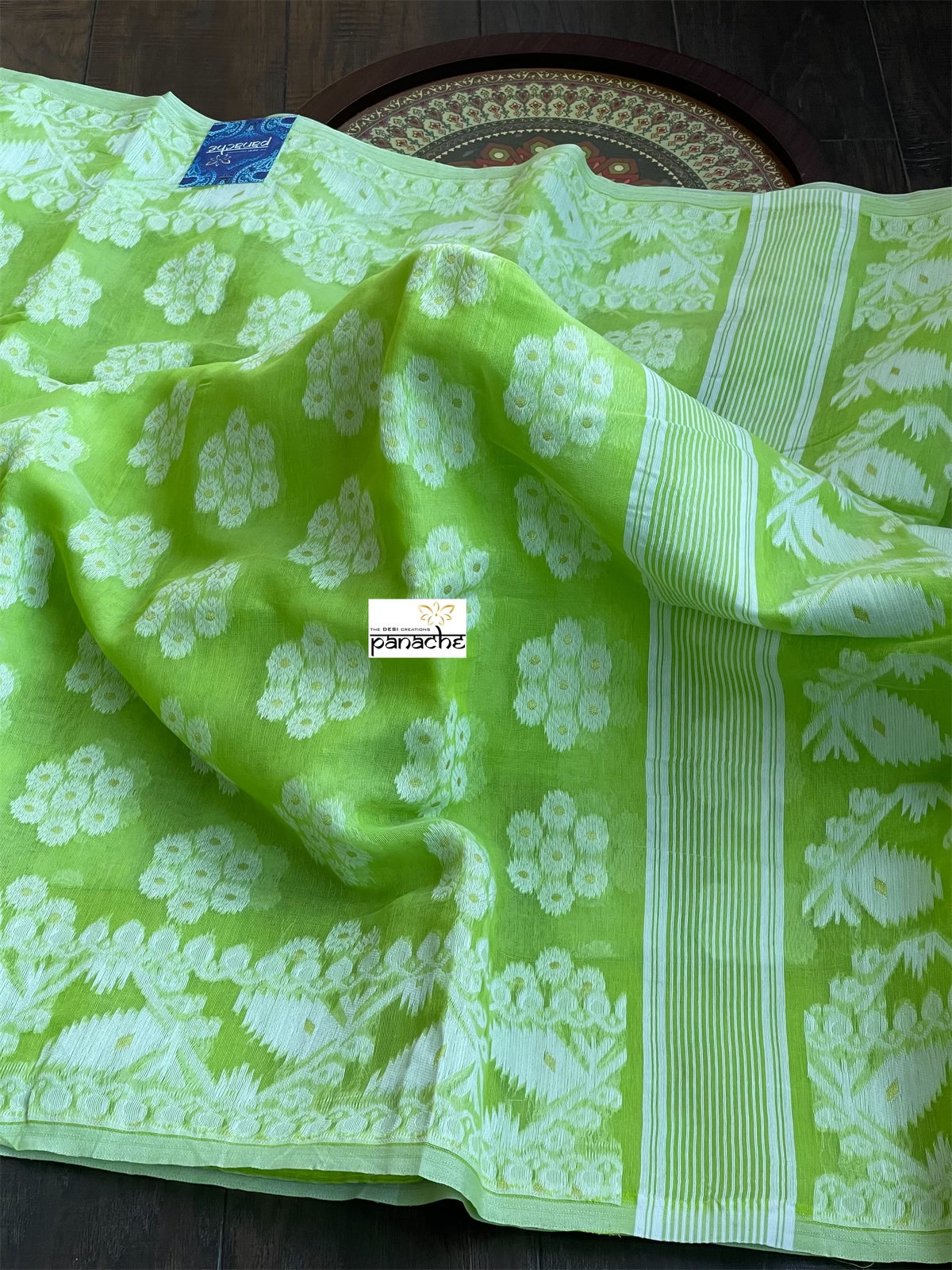 Soft Jamdaani  - Leaf Green