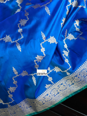 Pure Katan Silk Kadwa Banarasi - Blue Jamdaani weave