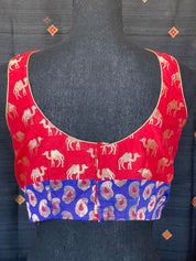 Designer Blouse - Red Blue Paisley Woven
