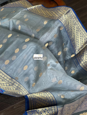 Chanderi Organza Silk - Gray Blue