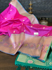 Pure Silk Banarasi - Shot Pink