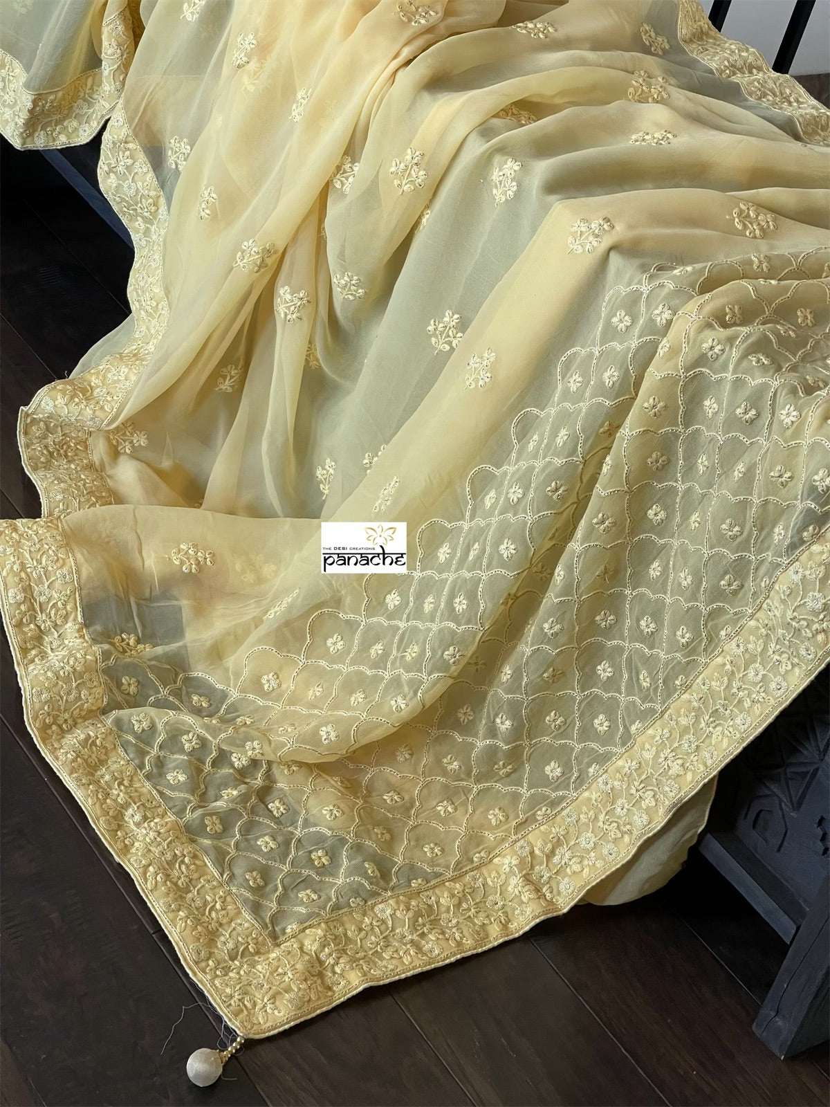 Designer Georgette Chikankari - Light Butter Yellow