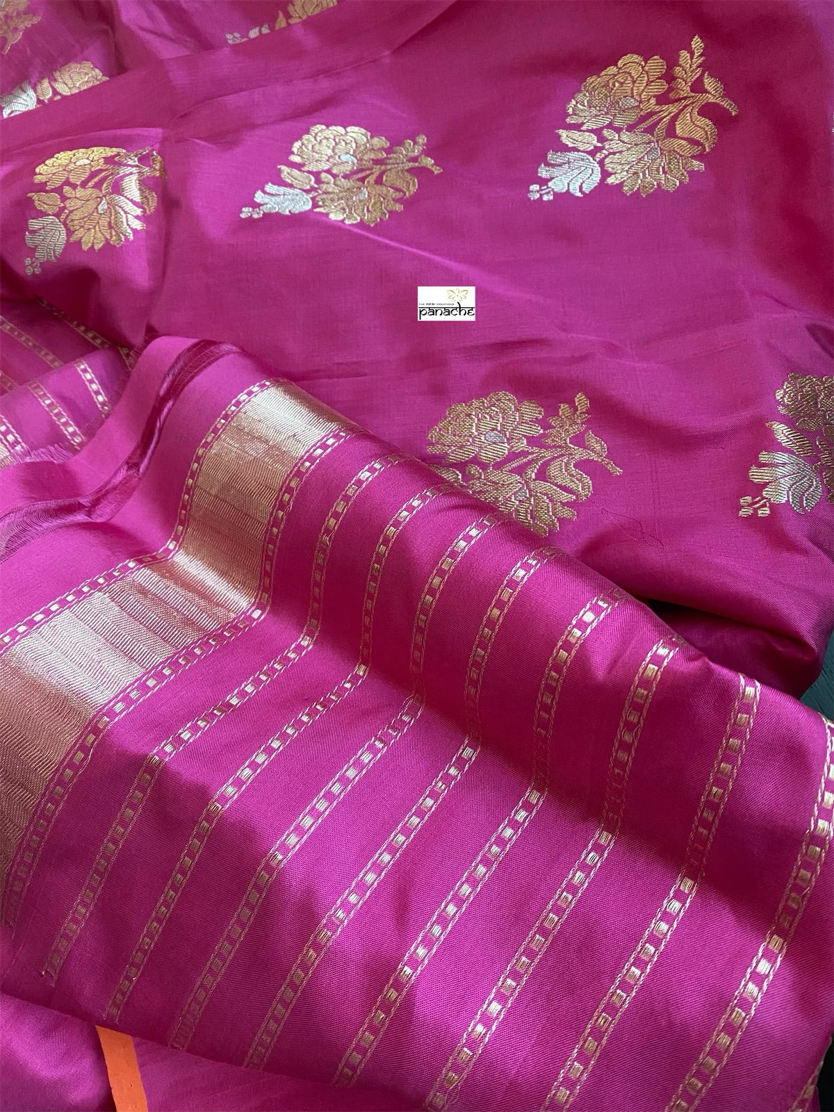 Pure Silk Katan Banarasi - Magenta Pink Kadhwa