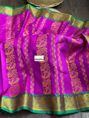 Soft Silk Kanjivaram - Magenta Purple Green