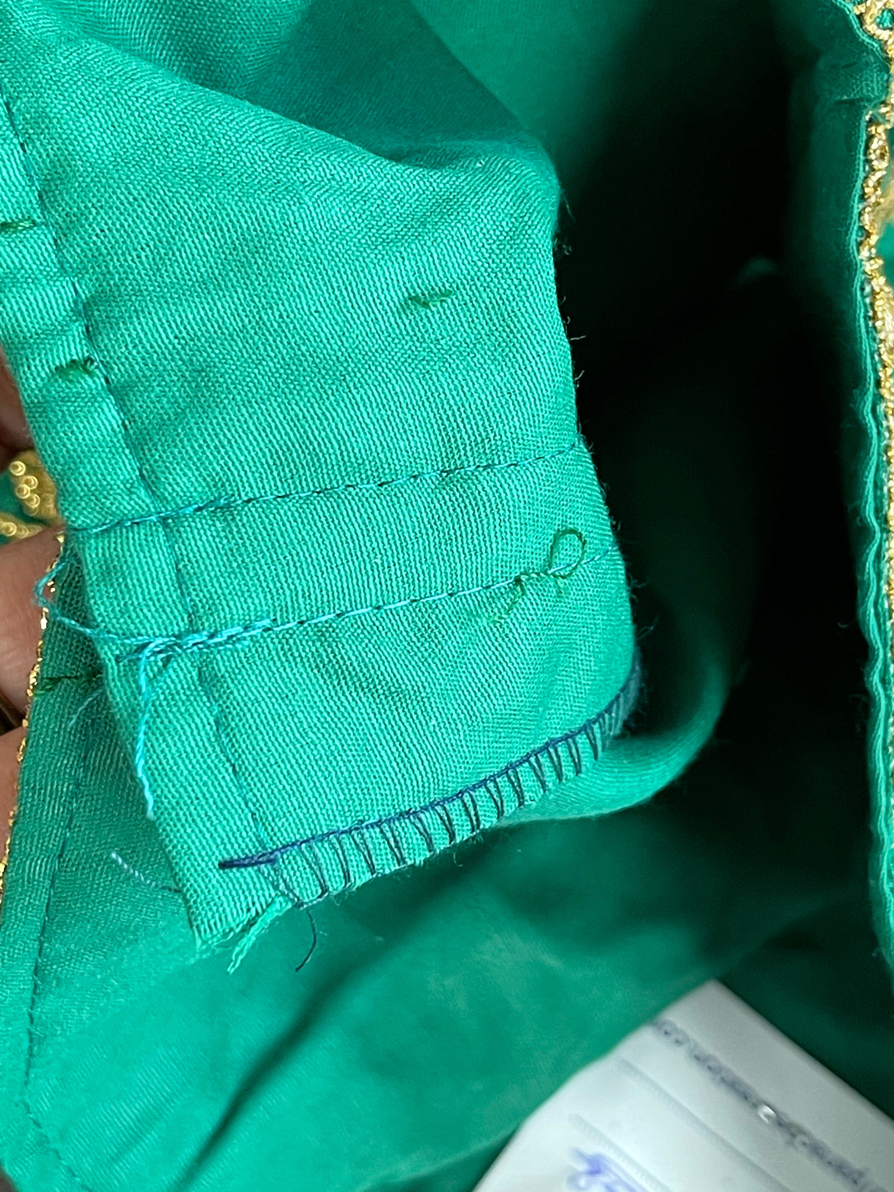 Designer Blouse - Green Golden embroidered