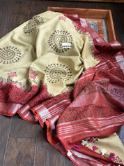 Linen Printed - Beige Yellow Maroon