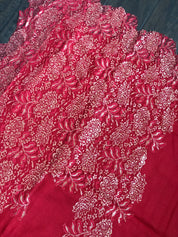 Pure Pashmina Lace Stole - Red