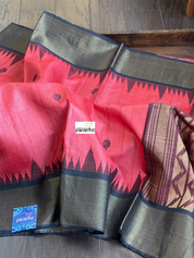 Pure Tussar Silk - Tomato Pink