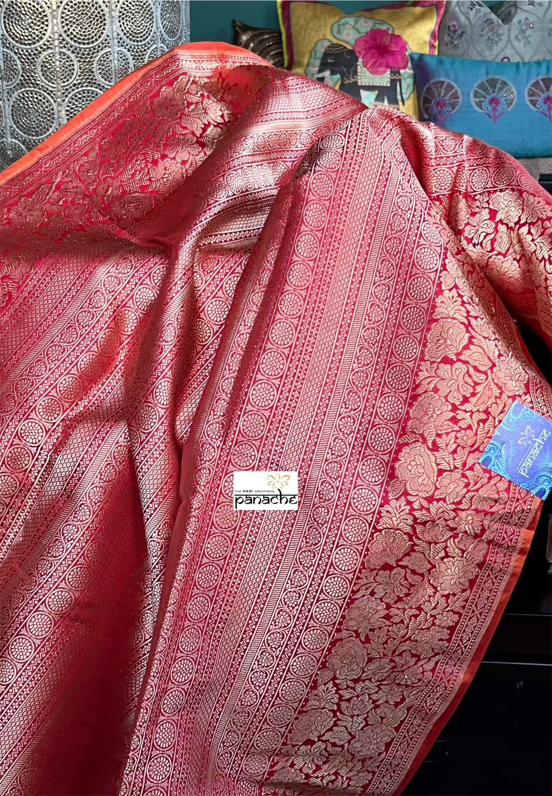 Pure Silk Banarasi - Red Zari Brocade