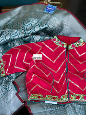 Designer Blouse - Raspberry Red Chevron