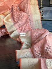 Organza Silk Jamdani Banarasi - Peach Kadwa