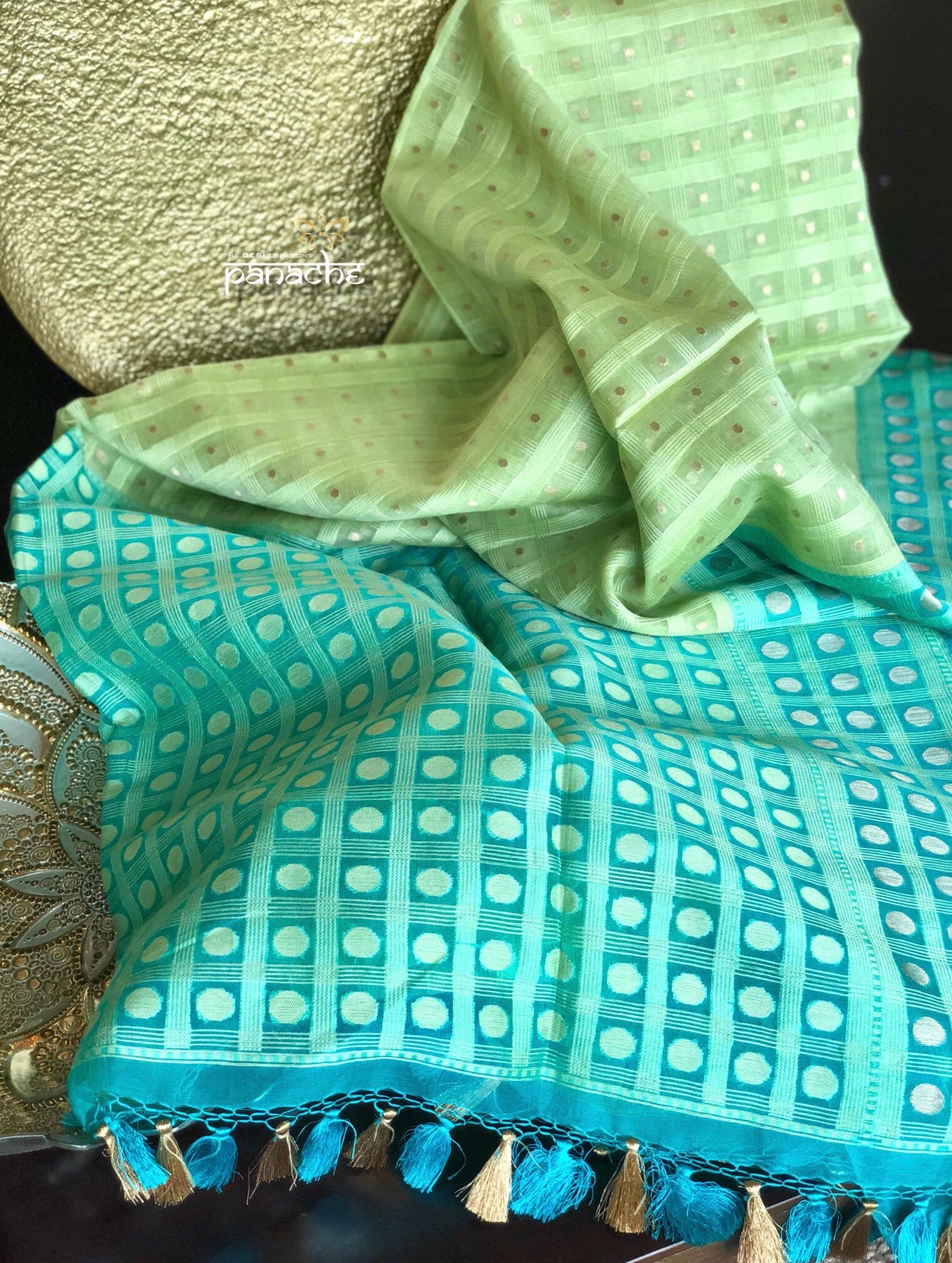 Organza Silk Banarasi - Pista Green Firozi