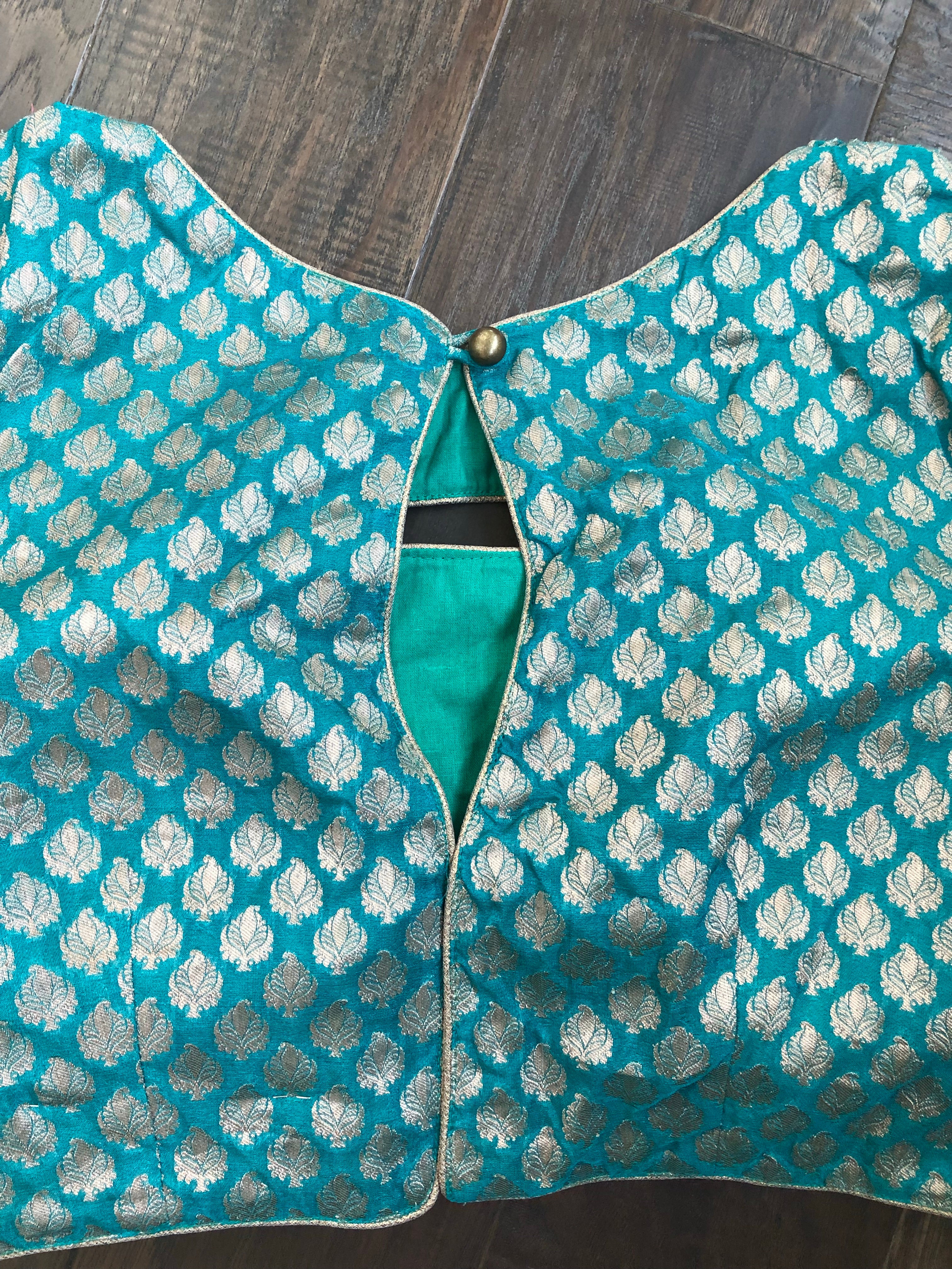 Designer Blouse - Rama Green Brocade