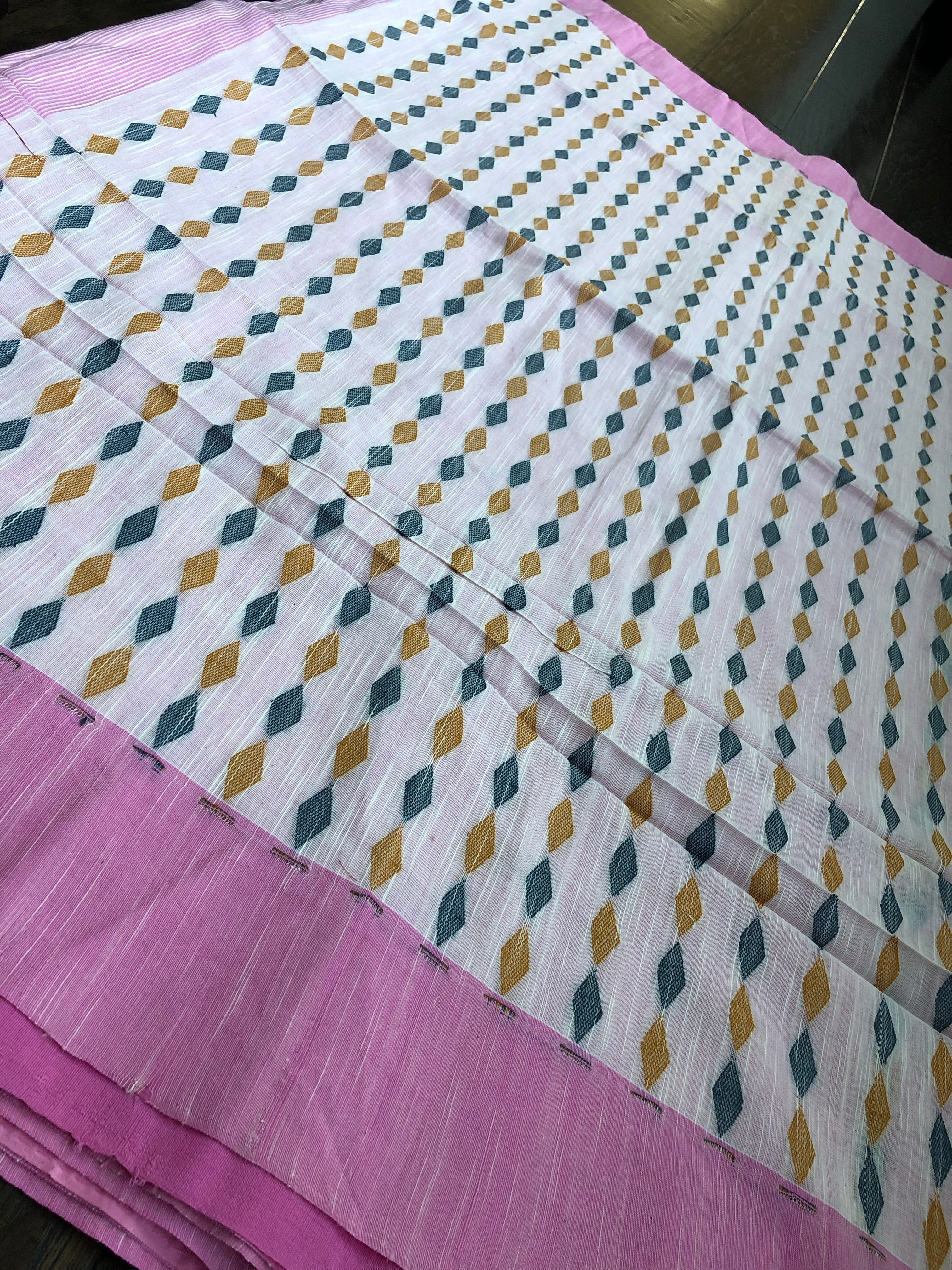 Pure Khadi Handloom - Offwhite Pink Woven