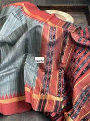 Pure Raw Silk - Grey Rust