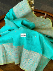 Pure Silk Katan Banarasi - Sea Green Kadhwa