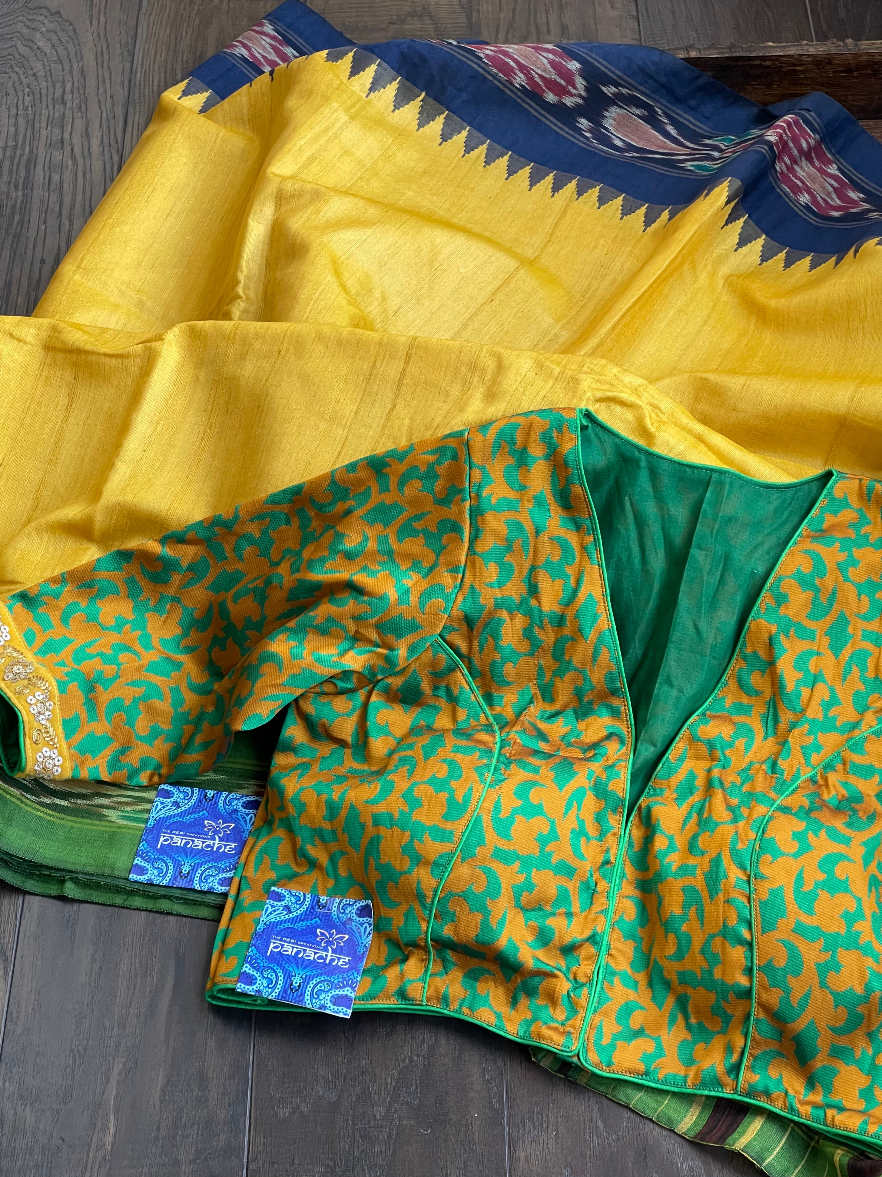 Designer Blouse - Green Orange Yellow