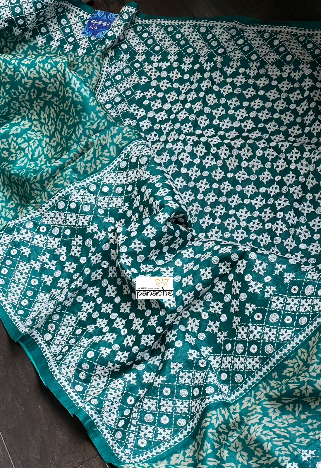 Pure Tussar Silk - Sea Green Embroidered