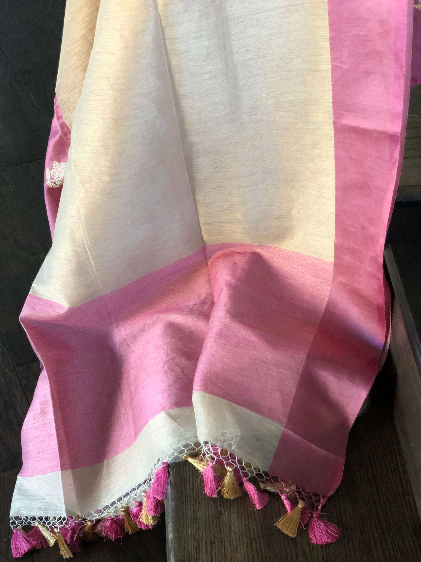 Silk Cotton Banarasi - Beige Lavender Pink