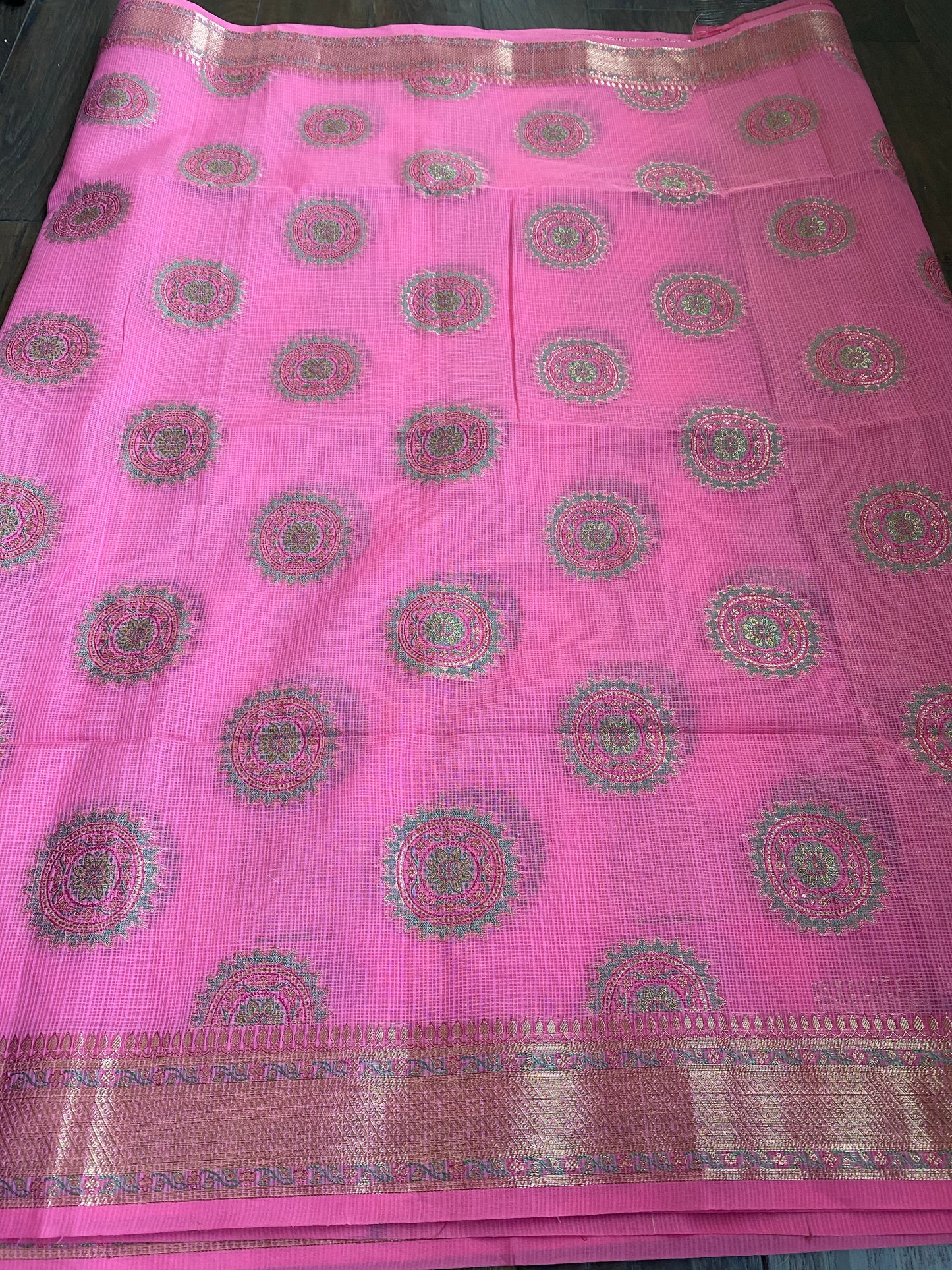 Cotton Silk Banarasi - Pink Meenakari