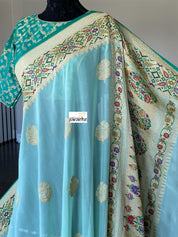 Khaddi Georgette Tilfi Banarasi - Mint Green Khadwa Woven