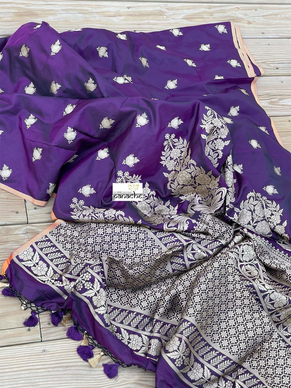 Pure Katan Silk Banarasi - Shot Purple