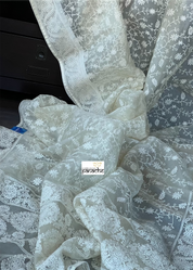Designer Organza - Ivory White Embroidered