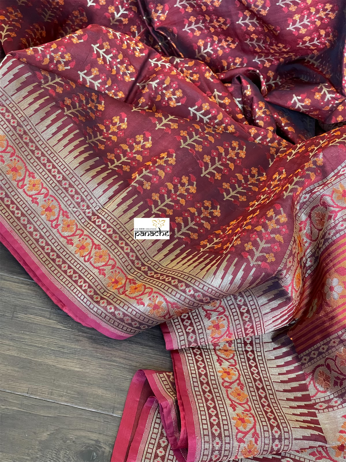 Summer Silk Banarasi - Maroon Meenakari Golden Zari