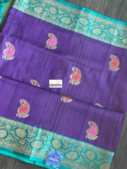 Tussar Silk Banarasi - Purple Firozi Meenakari