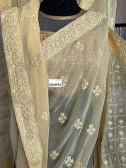 Designer Georgette Chikankari - Light Butter Yellow