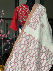 Pure Khadi  Handloom - Off-White Black Maroon Woven