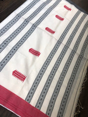Pure Khadi Handloom - Off White Red Black Border