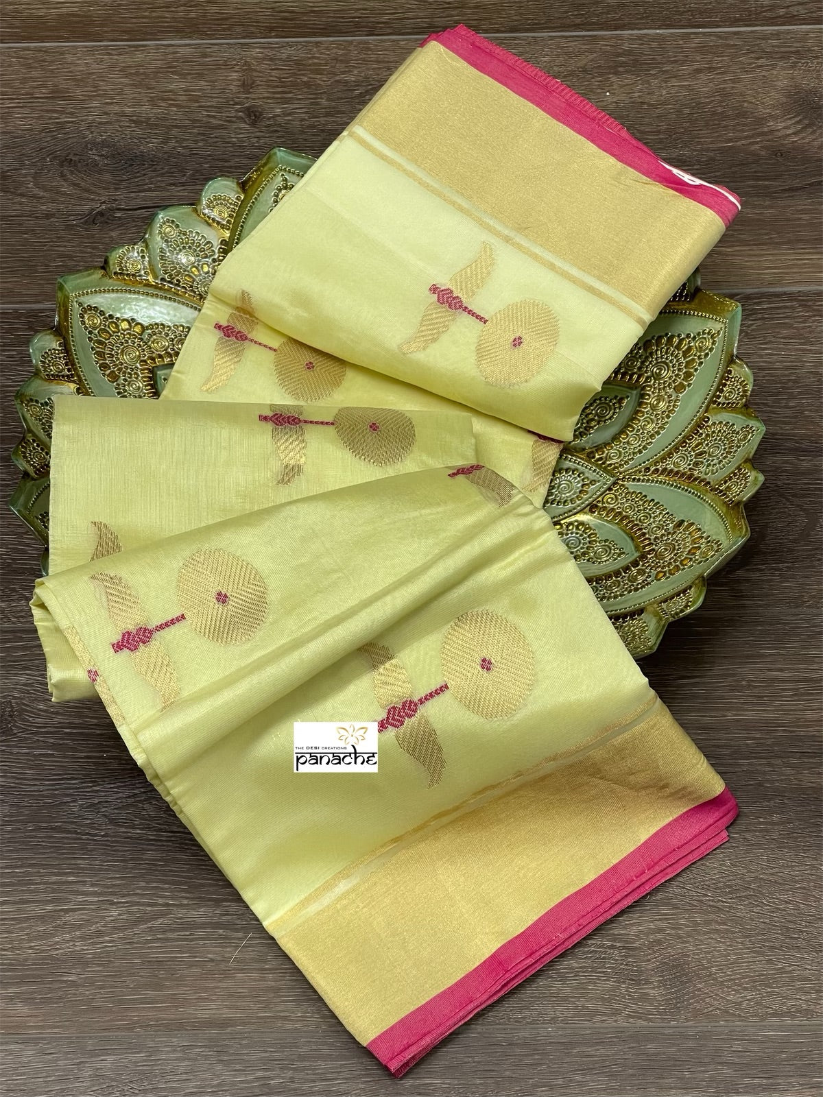 Pure Chanderi Silk - Yellow Eknaliya Woven