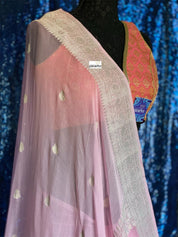 Khaddi Chiffon Banarasi - Light Pink Silver Zari