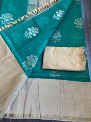 Kora Silk Banarasi - Teal Green