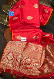 Pure Silk Kadwa Banarasi - Red Borderless