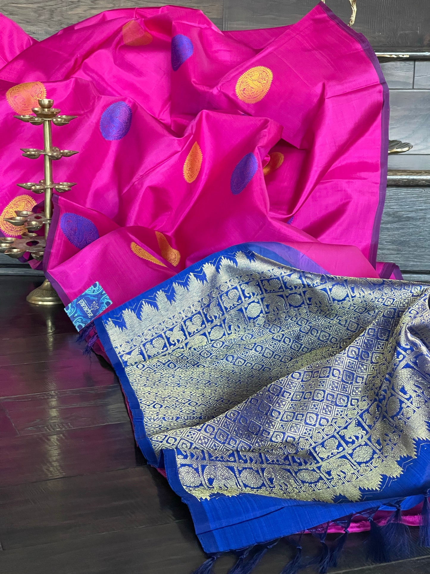 Silk Kanjivaram - Magenta Pink Blue