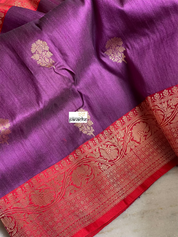 Pure Tussar Silk Banarasi - Purple Red