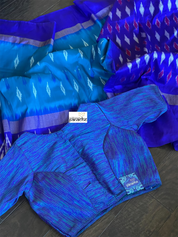 Designer Blouse - Firozi Blue Raw Silk