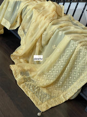 Designer Georgette Chikankari - Light Butter Yellow