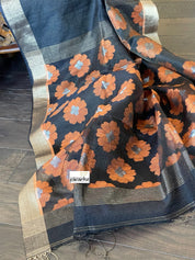 Matka Silk - Black Zari checks Woven Palllu
