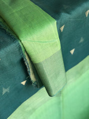 Muslin Silk - Teal Moss Green Zari Weave