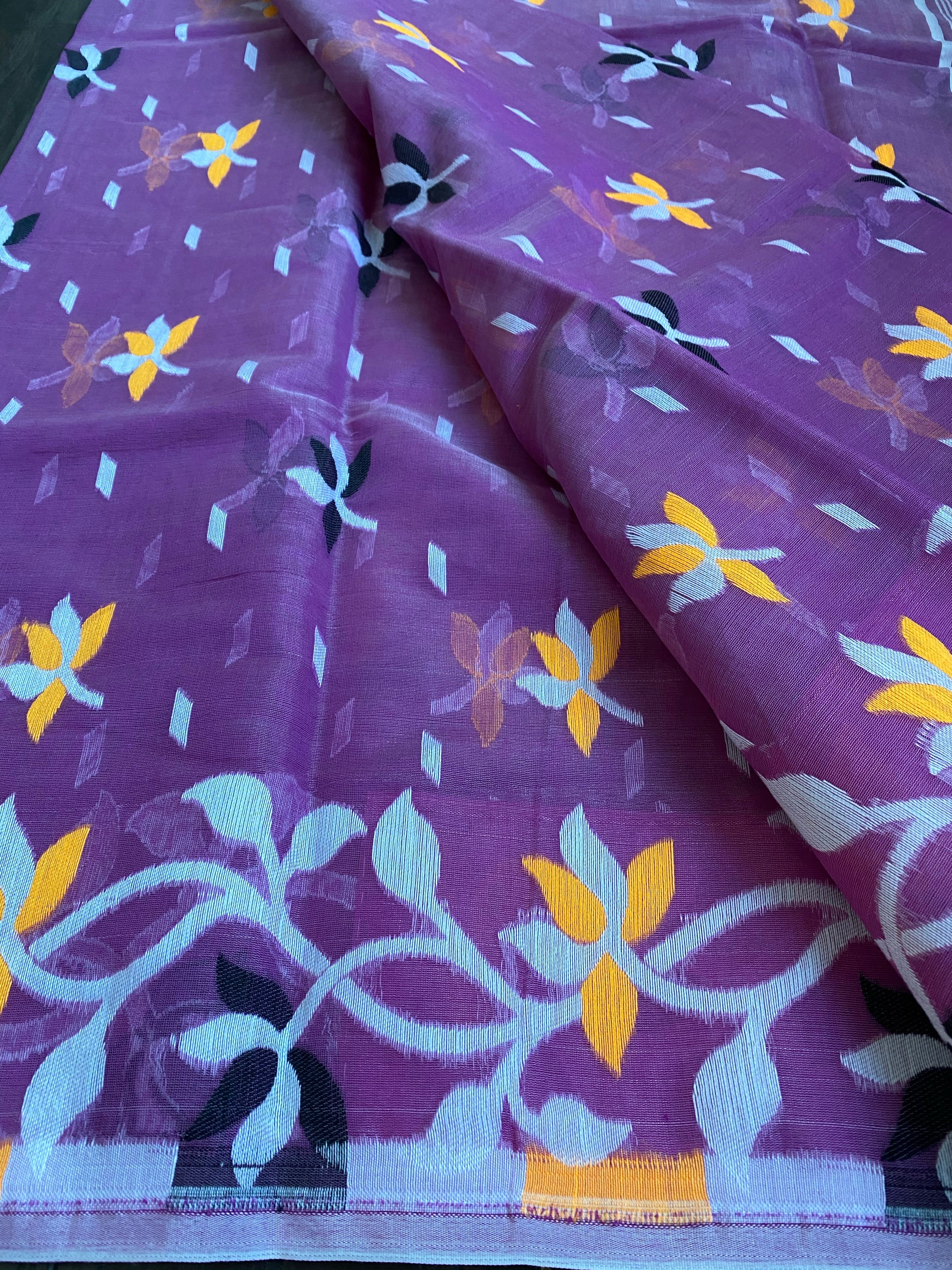Soft Jamdaani- Violet Yellow Woven