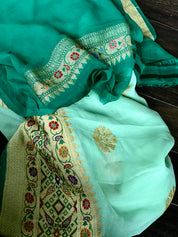 Khaddi Georgette Tilfi Banarasi - Mint Green Khadwa Woven