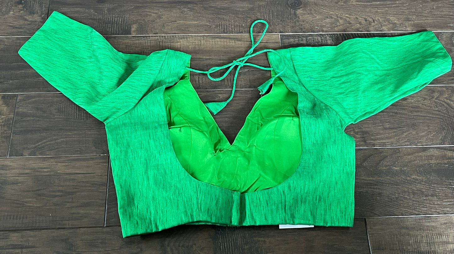Designer Blouse - Green Raw Silk